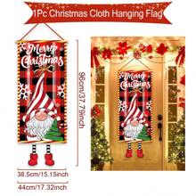 1 pieza Bandera colgante con tema navideño, forma asimétrica con un gnomo sujetando un regalo en forma de bastón de caramelo navideño y un árbol de Navidad, adecuado para decorar el marco de la puerta, el jardín o la sala de estar en Navidad, regalo navideño - Multicolor - Ver 14