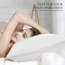 Silk Pillowcase 100% Silk, Super Soft Silk Pillowcase 22 Momme, Low-Allergy Pillowcases To Protect Hair And Skin, 1 Piece Breathable Pillowcase. - 白色 - 查看 4