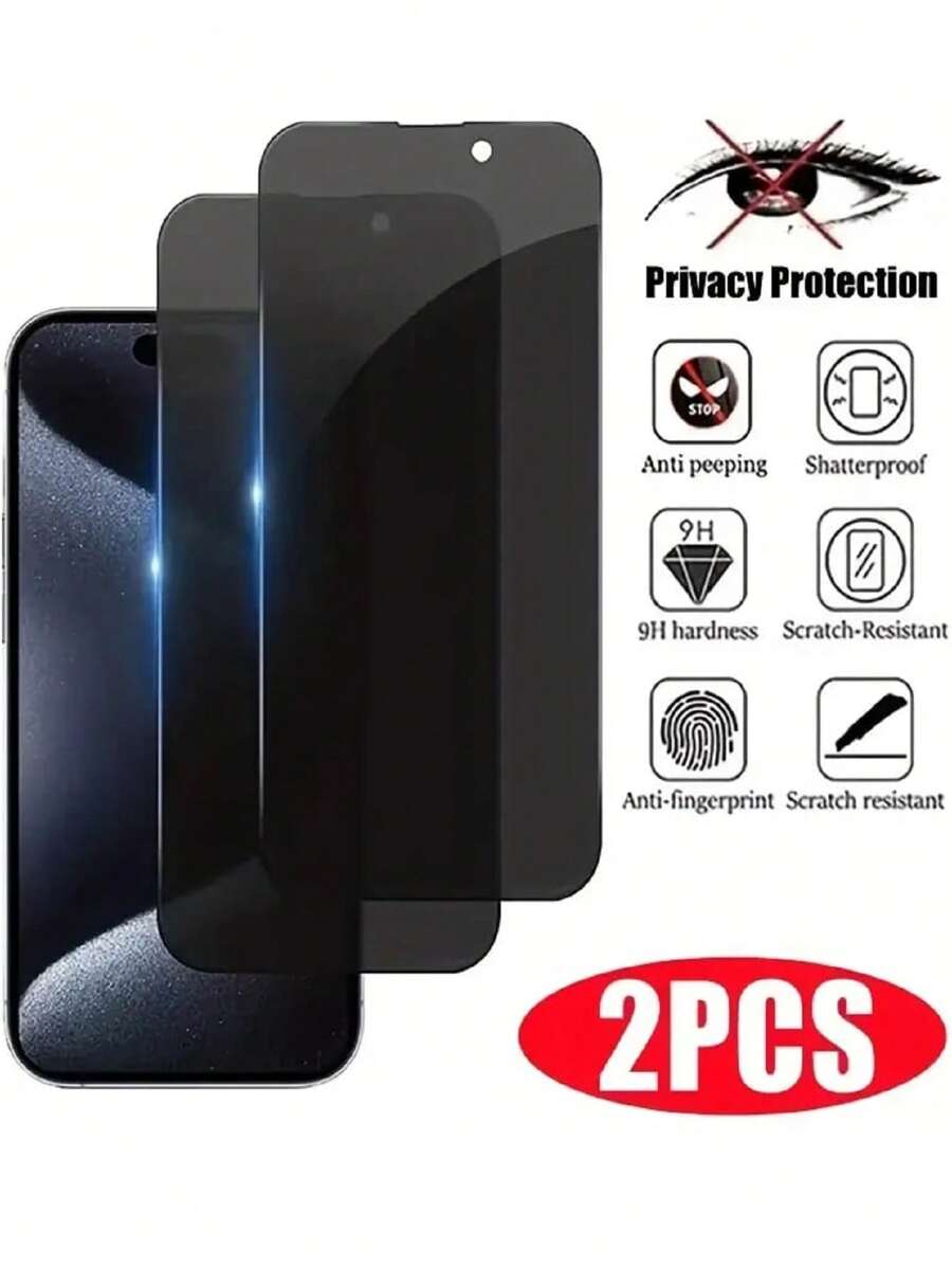 2 sztuki folii ochronnej na ekran antyszpiegowski, kompatybilnej ze smartfonami Apple - Czarne - Zobacz 1