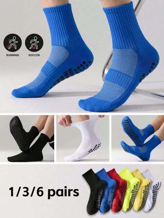 Sports Outdoor 1/3/6 Pairs Thickened Terry Towel Base Non-Slip Breathable  Football Socks For Outdoor Sports Exercise