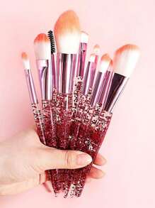 10pcs Clear Crystal & Flowing Sand Makeup Brush Set, Including Eyeshadow Brush, Blush Brush, Loose Powder Brush Facial Powder Blusher Brush, Makeup Tools Portable Soft Hair Powder Eye Shadow Brush,Brush Set,Makeup Brush Kit,Make Up Brush Set,Make Up Set Complete,Makeup Brush Set,Complete Makeup Kit,Brush Kit,Brushes Makeup Set,Makeup Gift Set - Purple - View 9