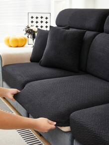 单件装提花弹力沙发套，现代防污沙发套，简约风格沙发套装，适用于客厅、卧室、户外沙发、L型沙发、贵妃椅/转角沙发组合、沙发垫套，家居装饰通用座椅沙发，四季皆宜 - 黑色 - 查看 9