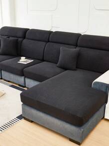 单件装提花弹力沙发套，现代防污沙发套，简约风格沙发套装，适用于客厅、卧室、户外沙发、L型沙发、贵妃椅/转角沙发组合、沙发垫套，家居装饰通用座椅沙发，四季皆宜 - 黑色 - 查看 5