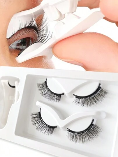 aHoneya 2 Pairs Quantum Magnetic False Eyelashes, Soft Magnetic Paired Lashes, Upper And Lower Soft Magnetic Lashes, No Glue Needed, Comes With 1 Dedicated Clip, Korean Style Reusable False Lashes