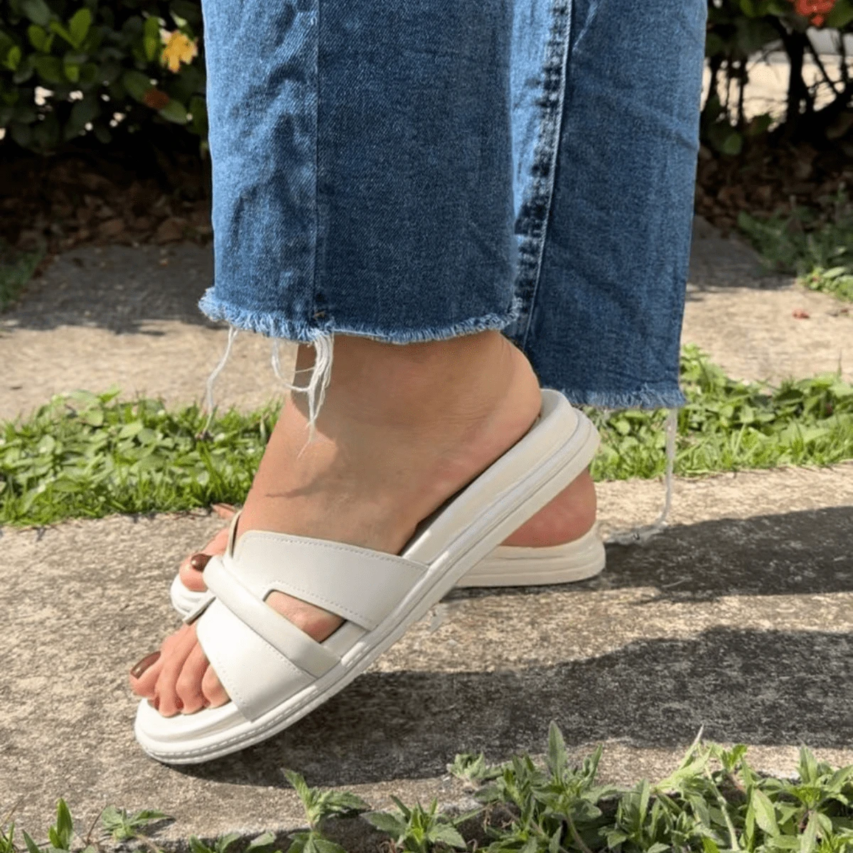 Beira Rio Women's Flat Sandals Comfortable Original Casual Everyday - 白色 - 查看 1