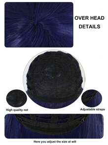 30Inch/80cm Dark Blue Universal Wig Extra Long Straight Hair Wig Heat Resistant Synthetic Wig Comfortable And Stylish Versatile Anime Cosplay Wig With Bangs For Halloween Carnival School Party Wig Straight Super Long Dark Blue Wig With A Long Fringe For Holiday Birthday Gift For Christmas Thanksgiving Day Decorations & 1pc Wig Cap - Navy Blue - View 10