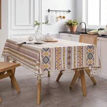 1 chiếc khăn trải bàn hình chữ nhật phong cách Bohemian chống thấm nước và dầu mỡ, có tua rua, dùng trang trí nhà cửa. - Mùa hè Bohemian-Miền Nam - Xem 8