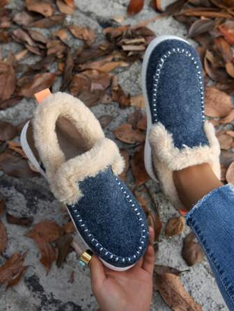 Women's Cozy Plush Slip-On Flat Short Boots, Winter,Fur Boots