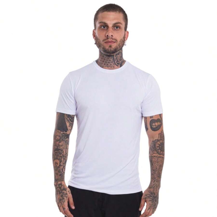 Dry Fit 100% Polyamide Cold Knit Men's Running Top - trắng - Xem 1