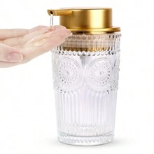 1个9.4盎司/13.4盎司玻璃皂液器，台面乳液瓶，浴室洗手液瓶，可重复灌装的空瓶，适用于厨房水槽和浴室台面，浴室配件，厨房用品，厨房配件，厨房工具 - 彩色 - 查看 13