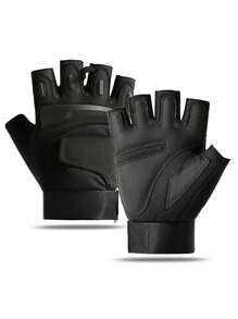 1 Pair Men's Half-Finger Outdoor Sports Cycling Gloves, Thickened & Anti-Slip Palms, For Training