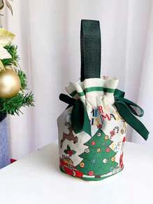 1 pieza Bolsa de regalo de caramelo navideño, bolsa de lona, bolsa de embalaje de regalos navideños, bolsa de regalo de Nochebuena, decoraciones navideñas, decoración navideña, regalos navideños, papel de regalo navideño, suministros para fiestas navideñas, bolsas de regalo navideñas, bolsas navideñas, pegatinas navideñas