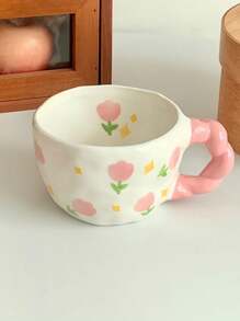 1 件 Ins 风格手绘釉面马克杯，可爱粉色郁金香陶瓷杯，法式优雅向日葵马克杯，茶/咖啡杯，高品质办公室水杯，家用牛奶/燕麦杯，女孩返校的理想礼物 - 彩色 - 查看 14
