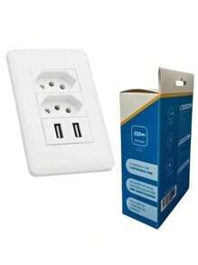 Universal Dual USB Wall Socket Bivolt 2.1a Cell Phone 4x2 White Color - 彩色 - 查看 2