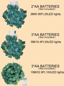 5PCS 20LED/2M,50LED/5M,100LED/10M String Light Fake Vines For Room Decor, Artificial Ivy Garland Hanging Plants Faux Greenery Leaves Bedroom Aesthetic Decor For Home Garden Wall Wedding