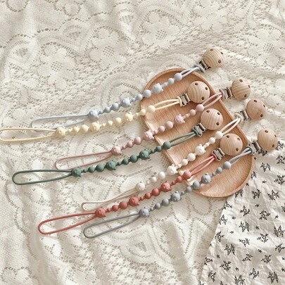 1 件装婴儿防掉链奶嘴夹硅胶珠婴儿奶嘴安抚奶嘴链夹假奶嘴夹