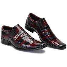Burgundy Dress Shoe Kit With Patent Leather Belt For Events And - Màu Đỏ Sâu - Xem 2