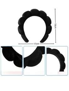 7 件套海绵高发际线编织头带、腕带、毛巾、发圈、云朵状发夹，适合日常使用 - 彩色 - 查看 4