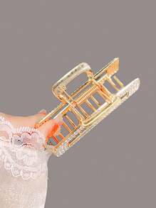 1pc Rhinestone Hollow Square Alloy Hair Claw Clip For Women, Elegant Luxury Hair Claw Barrette Daily Hairstyle Accessory Valentine's Day Valentines Hair Clips Hair Jaw Clip Hair Clamps Hair Clutch Hair Claw Clip Fall Winter Hair Accessories For Women For Vacation Outfits Woman