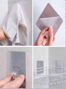 1pc Iron Wall Mount Comer Shelf Without Drill, Fan Shaped