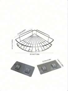 1pc Iron Wall Mount Comer Shelf Without Drill, Fan Shaped