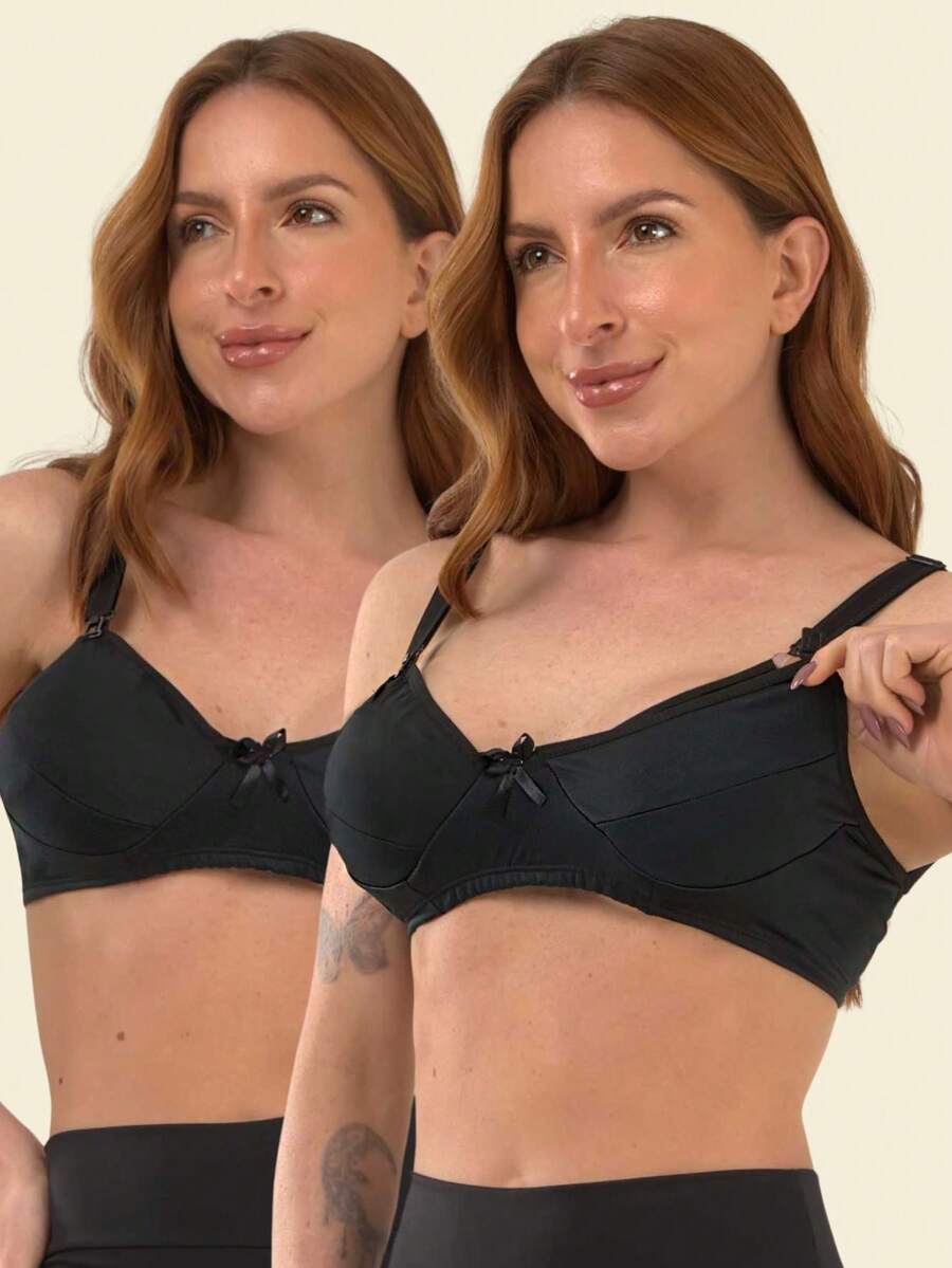 Kit 2 Reinforced Nursing Bras For Pregnant Women And Postpartum - 黑色 - 查看 1