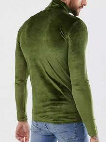 男士休闲天鹅绒保暖长袖 T 恤 - 彩色 - 查看 3