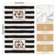 Set de 4 toallas de cocina de Halloween, decoración de cocina de Halloween feliz, toallas de cocina y paños de cocina a rayas con diseño de "TRUCO O TRATO", "ESPELUZNANTE" y "¡BUU!", 40cm x 60cm