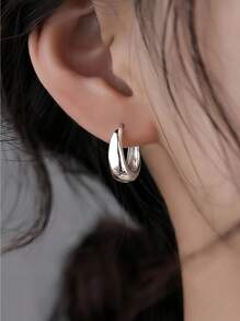Korean Geometric Hoop Sterling Silver Earrings Simple Elegant Exquisite Hot Sexy Sexy Jewelry Gift