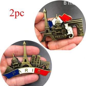3pcs/2pcs/1pc Mixed Metal Country Fridge Magnets, Personalized Magnetic Travel Souvenirs, France Fridge Magnets, Home Decor