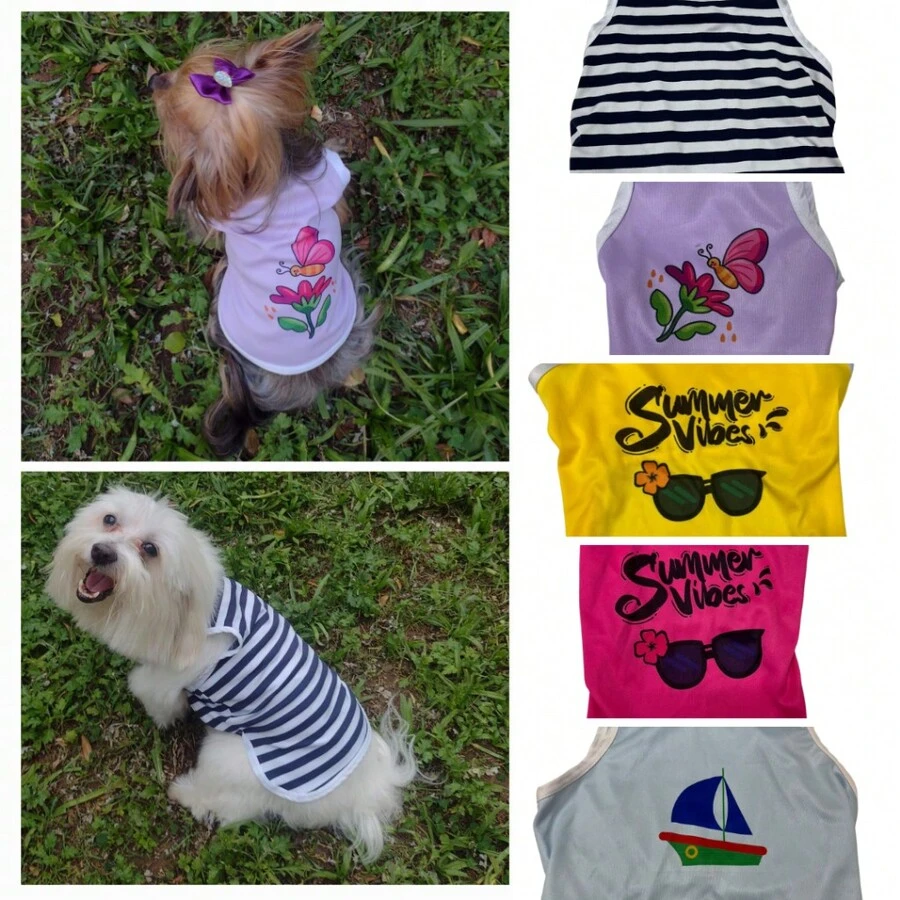 Pet Clothes T-Shirt Tank Top Summer Dogs Dog And Cat Clothing - 黑色 - 查看 1