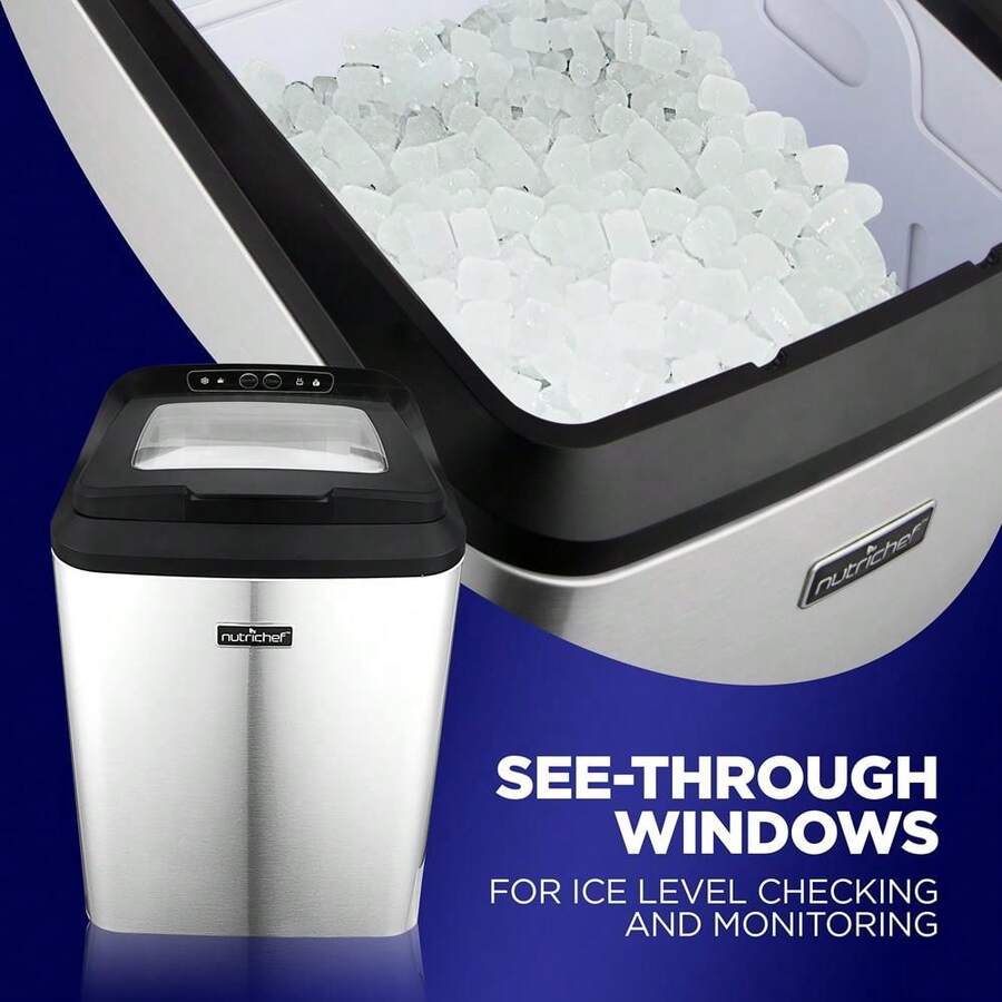 NUTRICHEF Countertop Ice Maker Machine Electric Ice Maker Countertop