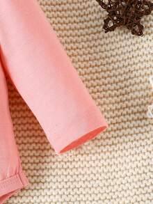 3件套女婴圆领长袖字母爱心印花连体衣、休闲侧边拼接裤、帽子 - 彩色 - 查看 6