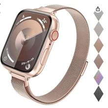 Compatível com Apple Watch Band 38mm 40mm 41mm 42mm 44mm 45mm 49mm, Aço inoxidável Fino e Fino Milanese Fecho Magnético Pulseira Mulheres e Homens Substituição Banda Compatível com Apple Watch Série SE 9 8 7 6 5 4 3 2 1