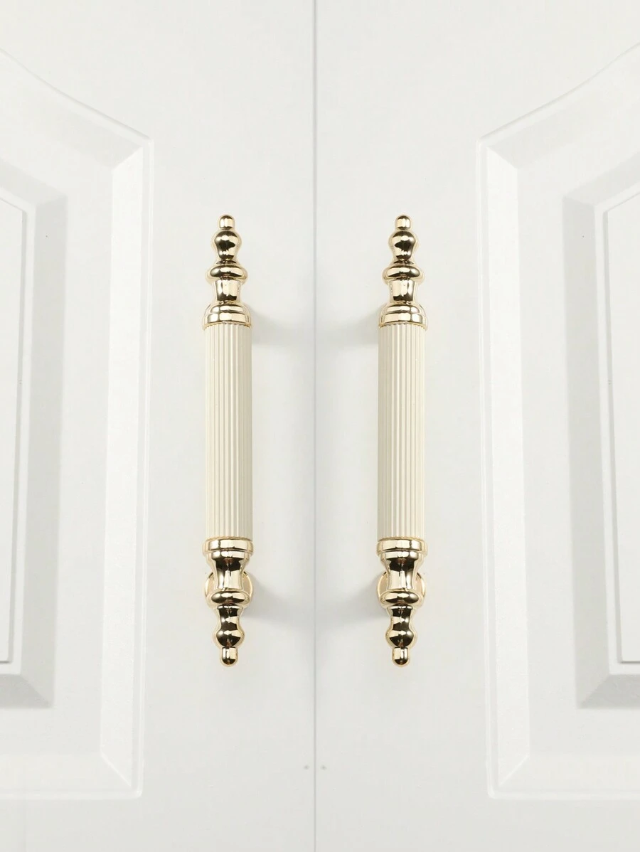 2pcs Aluminum Alloy Drawer Handle Cabinet Handle Furniture Pull Handle - Gold White - View 1