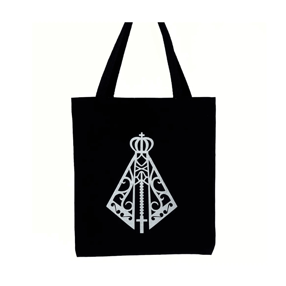 100% Cotton Ecobag Black With OUR LADY Print - 黑色 - 查看 1