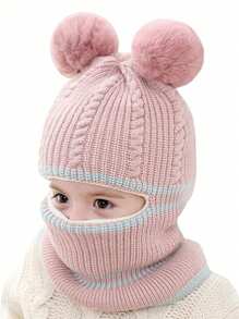 1 件儿童冬帽，带面罩和围巾 - 保暖内衬针织帽 - 雙球圍脖A款 - 查看 18