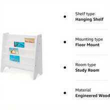 4 Tier Bookcase Bookshelf White Storage Bookcase Shelf With Soft Canvas For Book Storage 61 * 60 * 26.5CM