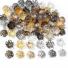 100 件 8/9 毫米古铜色金色银色花朵隔珠串饰，适用于 DIY 串珠手链项链珠宝制作配件