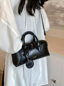 BELLEBORG 優雅百搭復古紋理女款手提包 - 黑色 - 查看 5