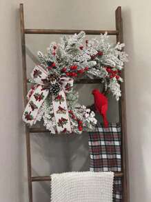 1 Stück Weihnachtskranz, Roter Kardinal Vogel Landhausstil Kranz Heim Wanddekoration, Künstlicher dekorativer Kranz für Haustür, beste Geschenke Heim Dekoration Weihnachtsdekorationen Raumdekoration Winter