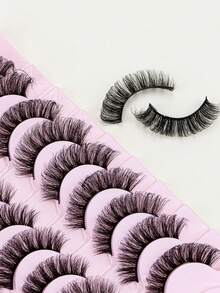 SEXYSHEEP 10 Pairs 5D Fluffy Mink Eyelashes Cat Eye  Curls False Eyelashes 3D Natural False Eyelashes Mink Lashes Soft Eyelash Extension Makeup Kit Tool - Fluffy Lashes - View 3