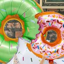 Kit 7 Globos Metálicos Dona Mordida Estrellas Azucar Fiesta - Multicolor - Ver 6