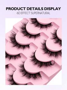 GROINNEYA 7 Pairs False Eyelashes Cat Eye Lashes Faux Mink Lashes Natural Look Fluffy Volumized Eyelashes Extension Natural Full False Eyelashes Travel Essentials Makeup Tools(MC04) - màu đen - Xem 4