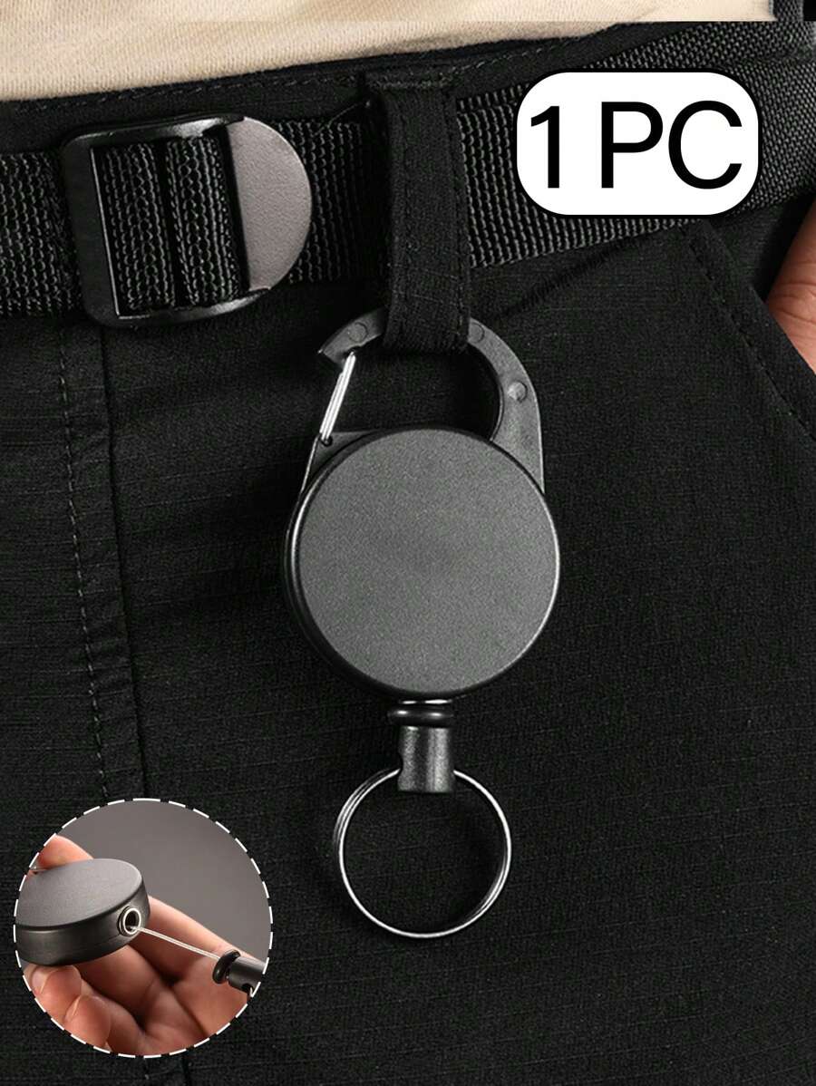 23 Inch Multifunctional Roll Retractable Keychain For Men, Bag Recoil ID Card Holder Keyring Key Chain Stainless Steel Rope Key Ring For Men