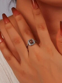1 chiếc nhẫn pha lê thạch anh tím mạ vàng 18K bằng bạc Sterling 925, nhẫn phong cách cung điện cổ điển dành cho nữ, thích hợp để đeo hàng ngày và dự tiệc, đa năng, làm quà tặng - Cà phê nâu - Xem 4
