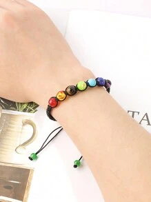 1 Vòng Tay Đính Hạt 7 Luân Xa - Có thể điều chỉnh, làm thủ công bằng đá rực rỡ để cân bằng - Món quà tinh thần hoàn hảo hoặc bùa may mắn, Vòng tay dây bền để đeo hàng ngày - Nhiều màu - Xem 8