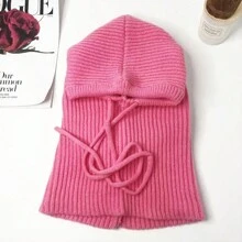 1pc Ladies Wool Balaclava Hat, Drawstring Detachable Neck Gaiter Ski Mask Warmer Knit Neck Cover For Winter - A - View 15