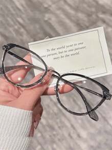 Y2K Mint Green Cat Eye Glasses, Women's Transparent Eyewear Accessory, Halloween Theme - Light Grey - View 3