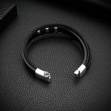 Fashion Classic Handmade Braided Multi-Layer Magnetic Buckle Leather Bracelet For Men